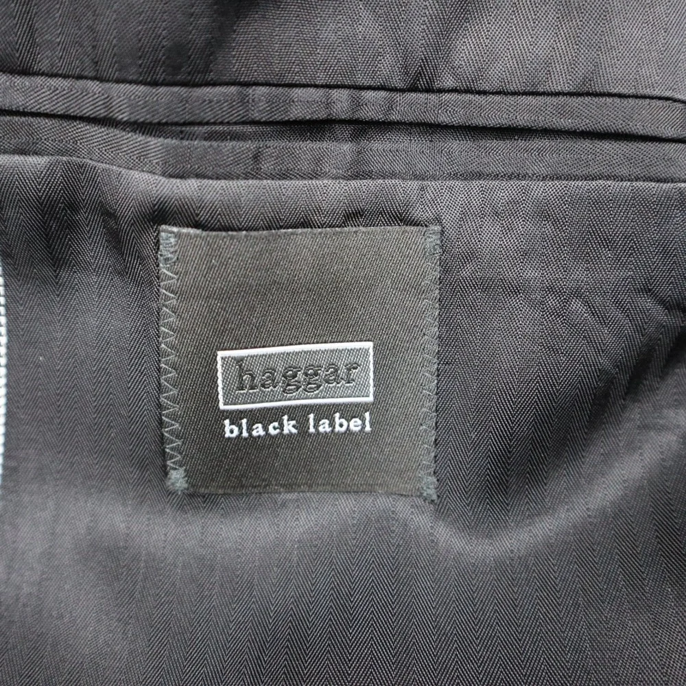 Haggar Black Label Blazer Mens 42 R Grey Houndstooth Worsted Wool Blend 2-Button